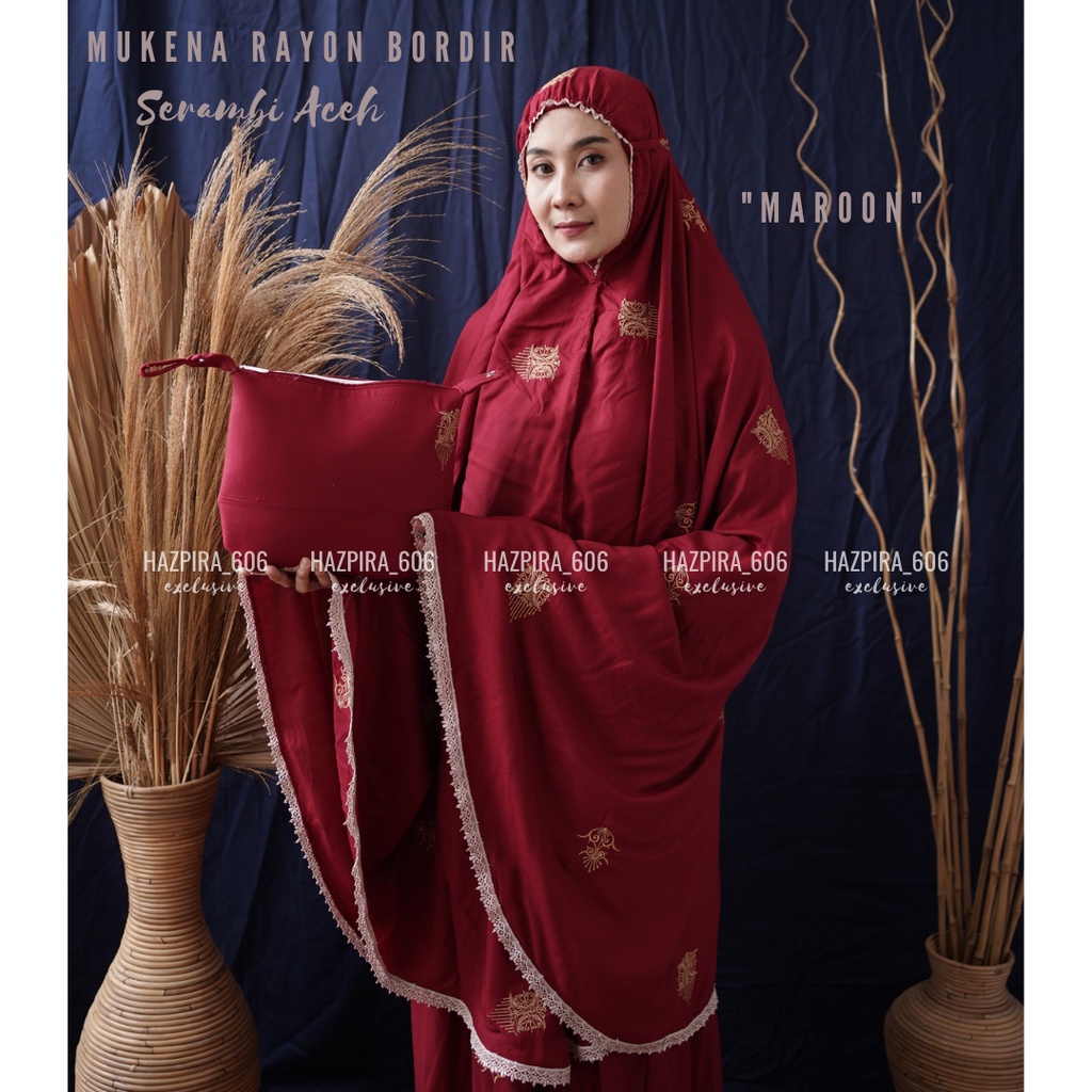 MUKENA DEWASA KATUN RAYON BORDIR SERAMBI ACEH JUMBO