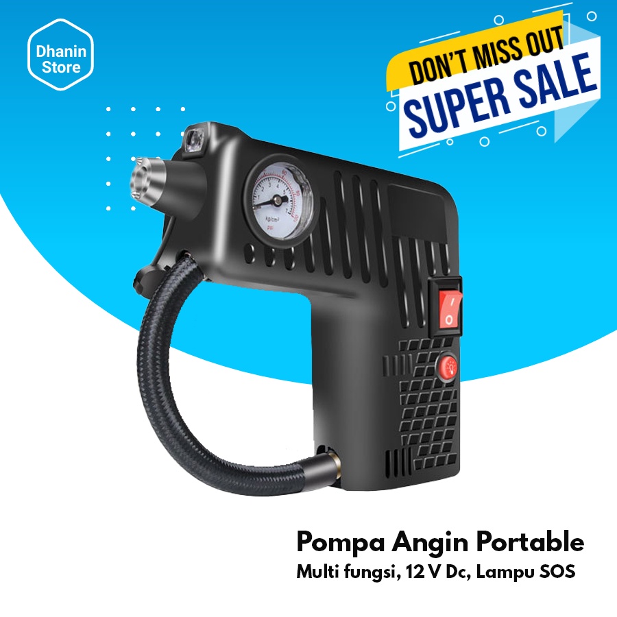 Pompa Kompa Angin Ban Tire Inflator Motor Mobil Sepeda Kasur Angin Mini Elektrik Listrik Portabel Po