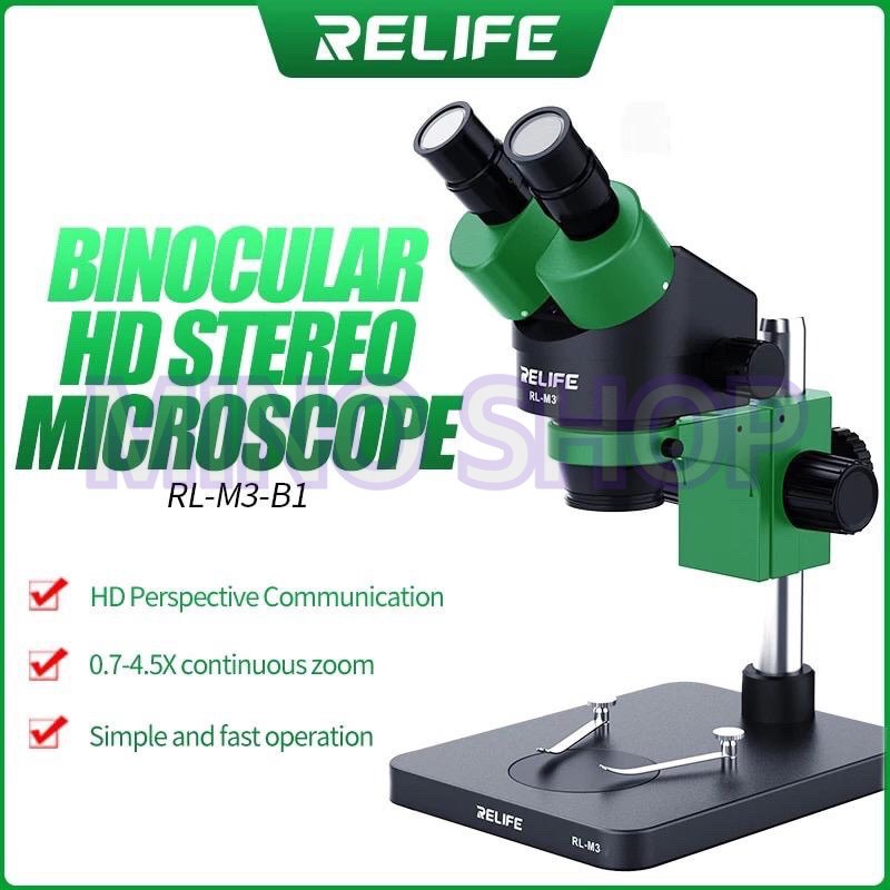 MICROSCOPE MIKROSKOP BINOCULAR RELIFE RL-M3 ZOOM STEREO + LED LAMP