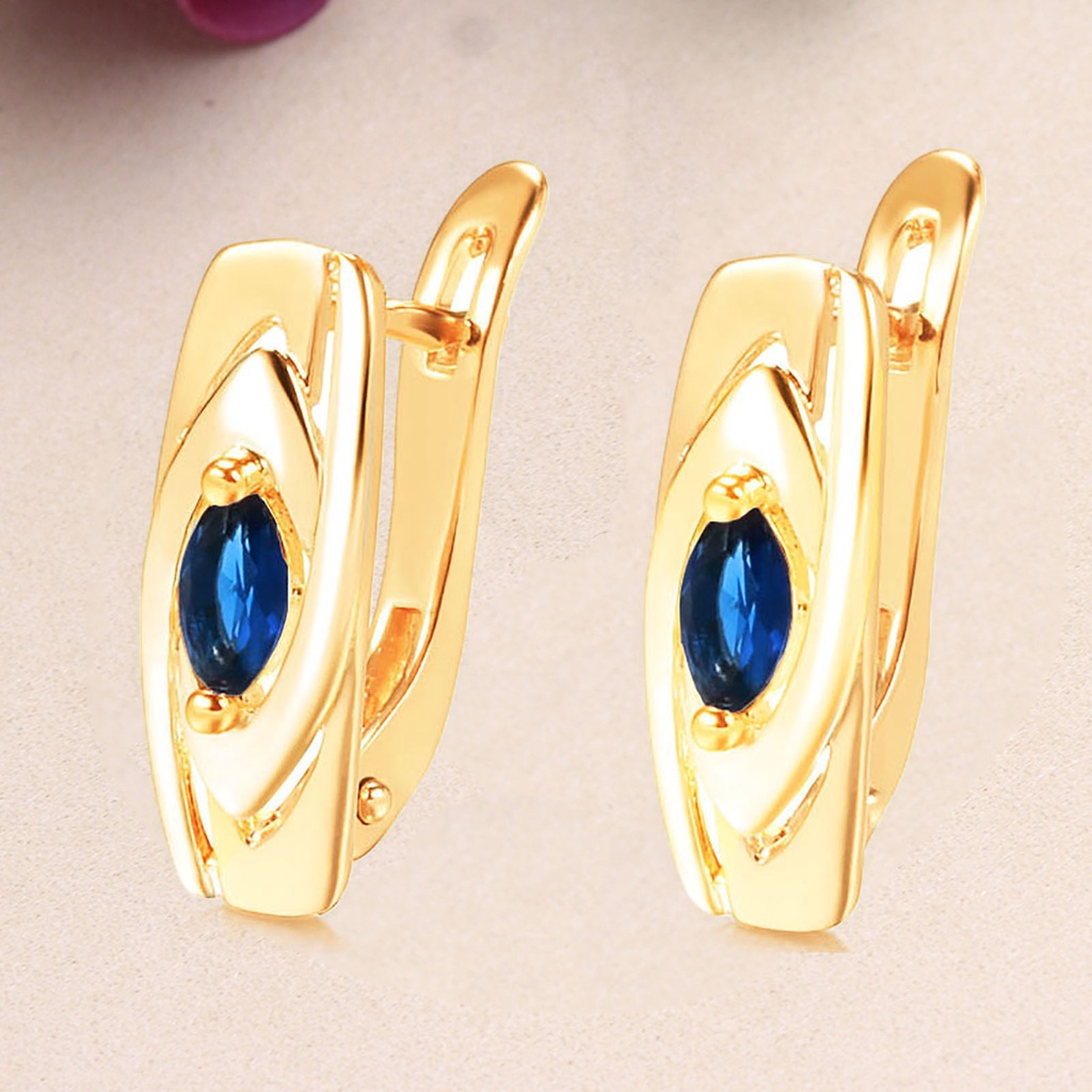 Hu Hu Hu Hu Hu Alat Bantu Pasang Kacamata♡ 1 Pasang Anting Hoop Cubic Zirconia Biru Untuk Wanita