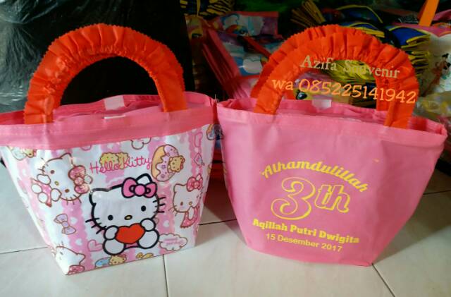 Tas Ultah / Goodie Bag Tas Souvenir Ulang Tahun  Anak murah KARTUN TENTENG RENDA-4