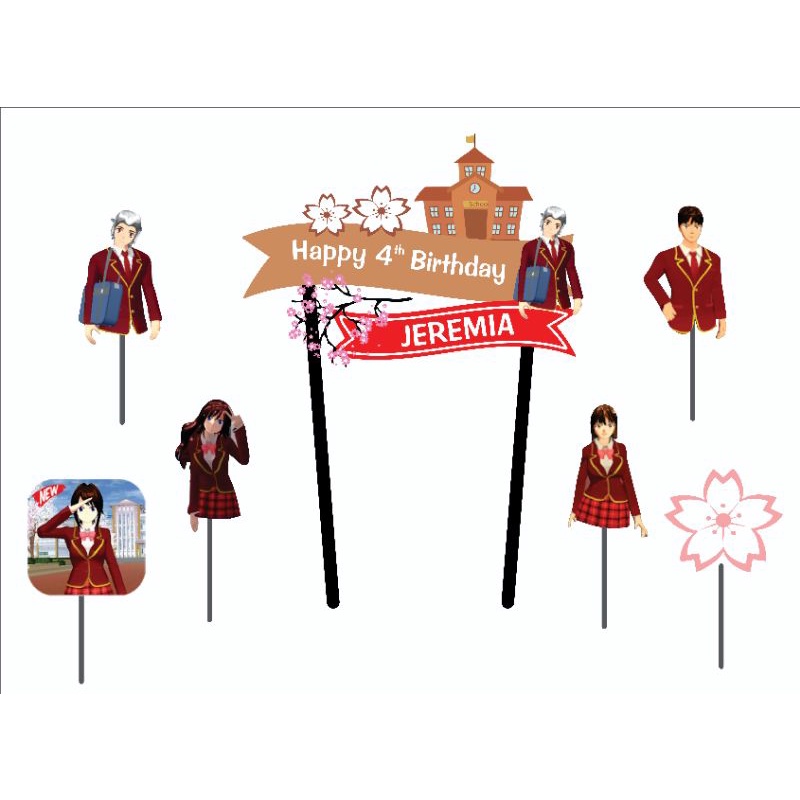 Topper Cake Sakura School Simulator (Cowok) PAKE NAMA