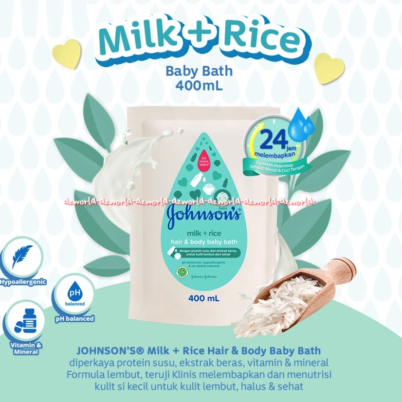 Johnson's Baby Bath Milk Rice 400ml Refill Sabun Bayi Untuk Membuat Kulit Lebih Lembut Halus Jonson Jhonson Johnson Sabun Susu Bayi Milk + Rice kemasan Pouch 400 ml