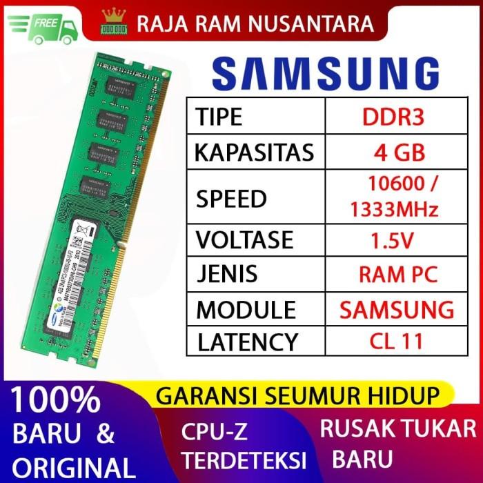 Ram Ram Pc Samsung Ddr3 4Gb 10600 / 1333 Mhz Ori Ram Komputer Ram Pc 1.5V