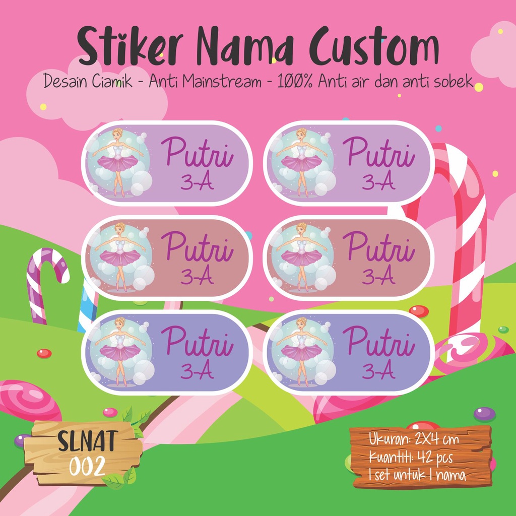 

Infinity Label Stiker Nama Anak Tas Sepatu Buku Sekolah Baju Botol SLNAT-002 Desain Anti Mainstream 2x4cm Waterproof 42pcs