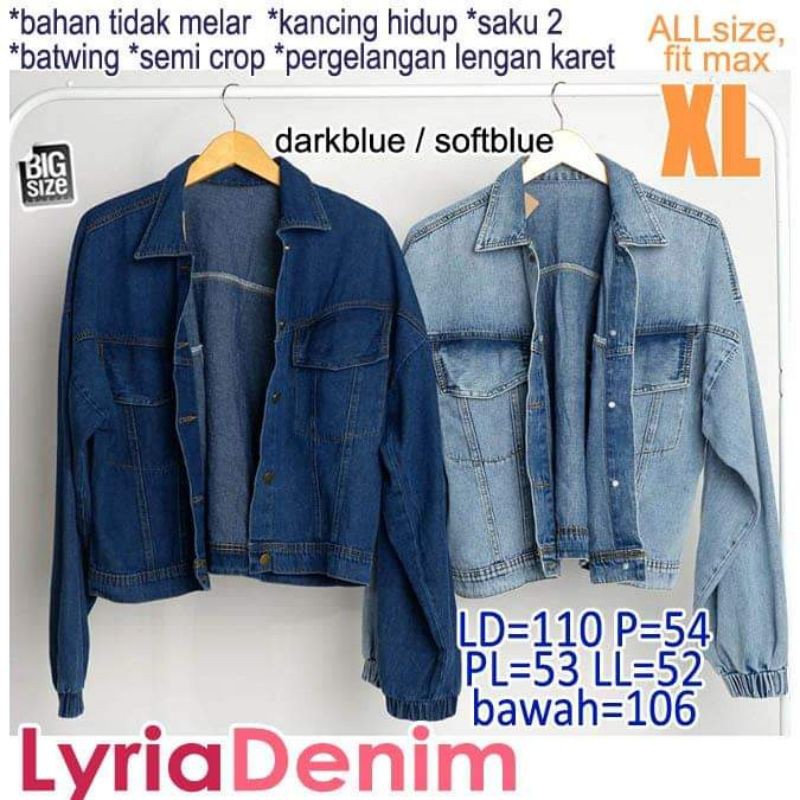 Lyria Denim JAKET OUTER WANITA JEANS DENIM LENGAN PANJANG BASIC TERMURAH JUMBO BIG SIZE XL