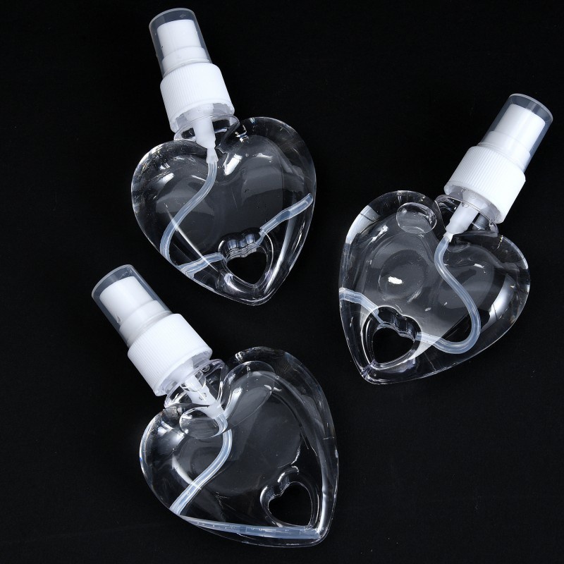 10Pcs 50ml Refillable Plastic Spary Bottle Portable Heart shaped Travel Bottles with Keychain