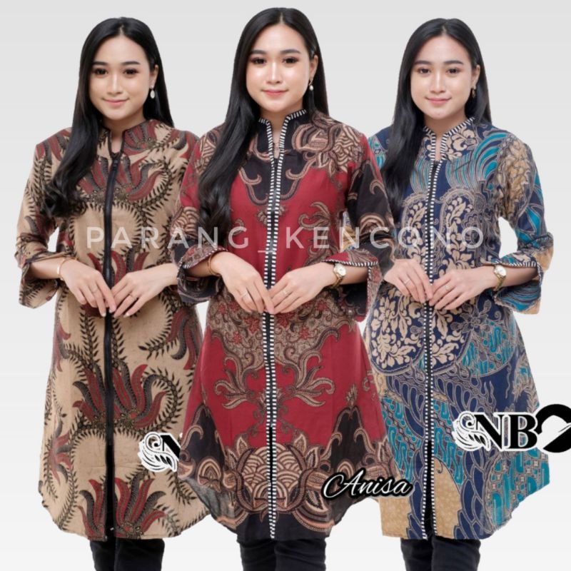 Tunik Batik Wanita M L XL XXL JUMBO R3sliting Depan Busui