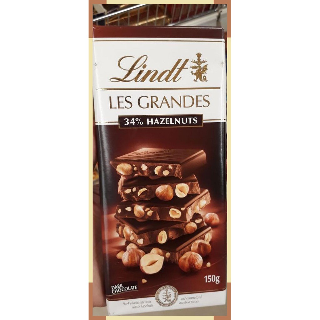 

Lindt Les Grandes dark chocolate with whole hazelnut 150 gram