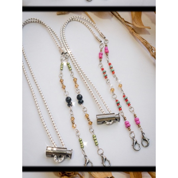 2 In 1 Strap Mask Shocking Pink For Hijab / Strap Masker Hijab / Tali Masker Premium / Kalung Masker