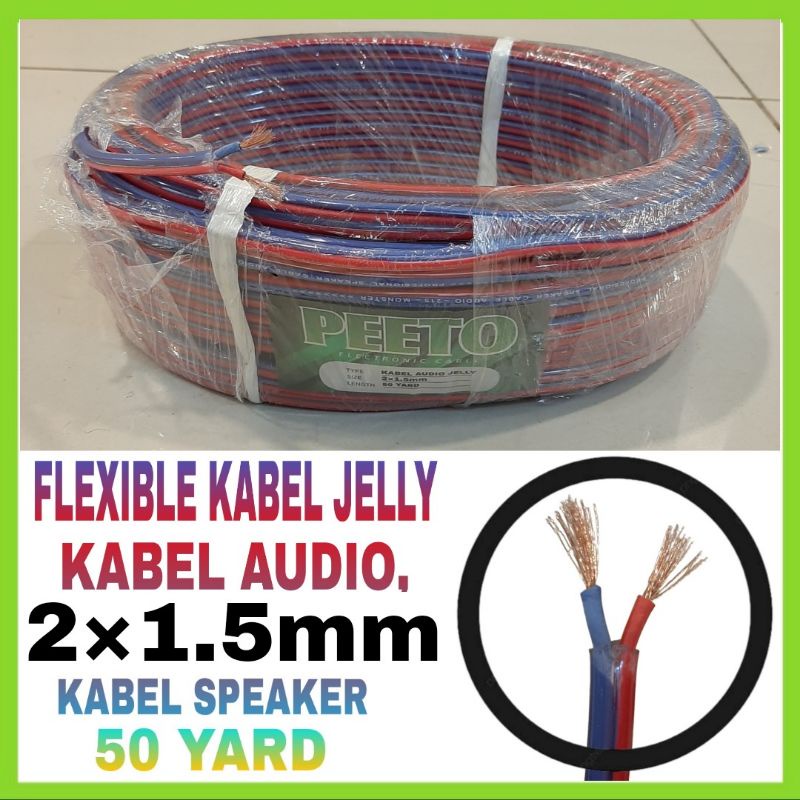 Kabel Audio PEETO , Kabel Speaker , Flexible Cable 2×1.5 mm 50 Yard