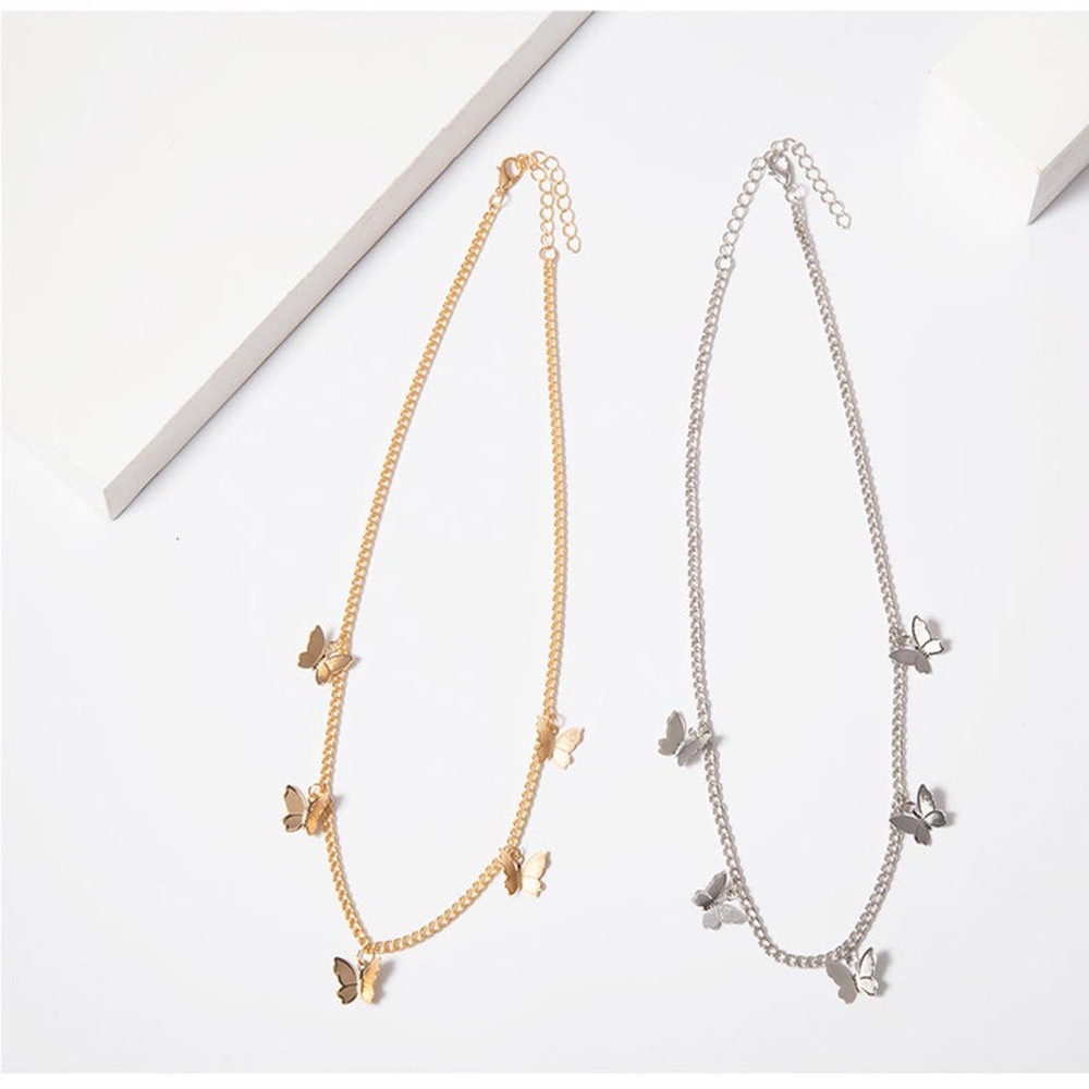 Kalung Rantai Klavikula Desain Kupu-Kupu Kecil Gaya Eropa Amerika Untuk Wanita
