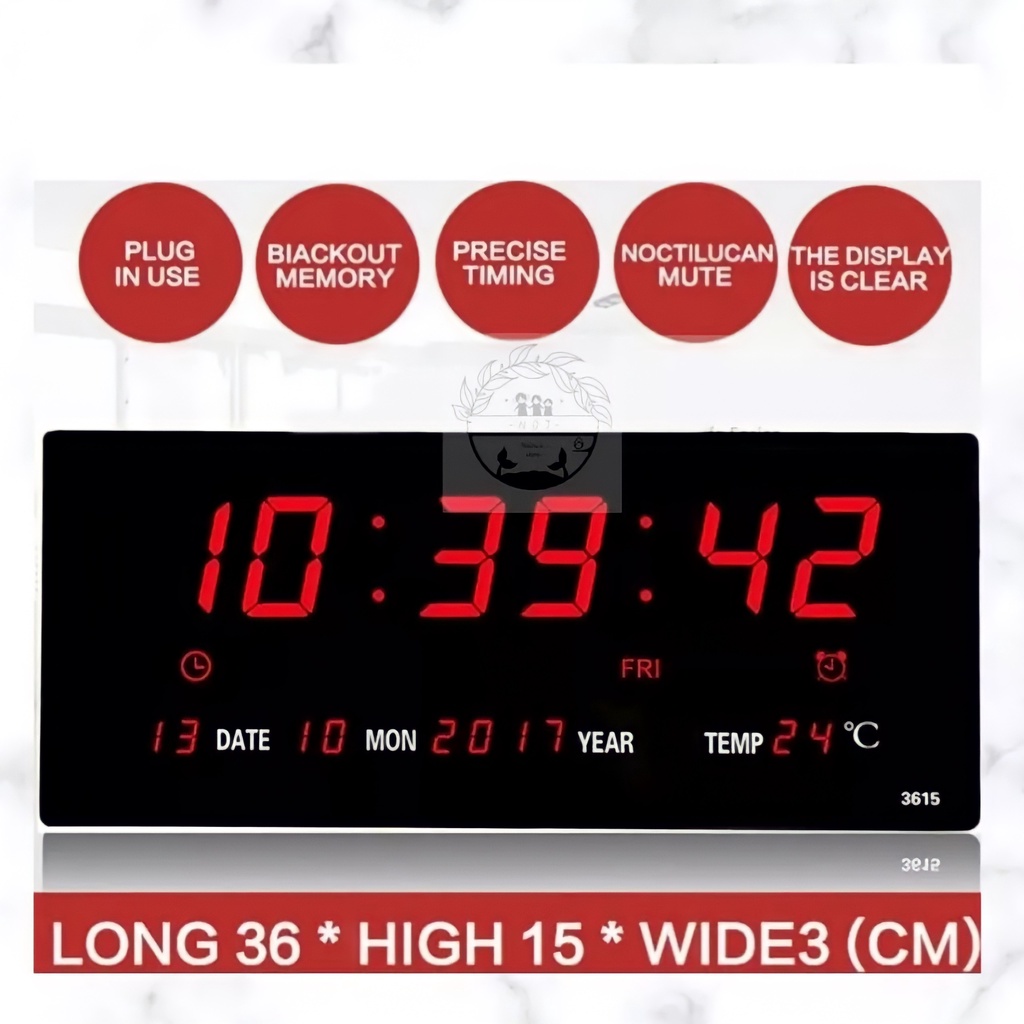 Berkah Oldshop 88 - Jam Dinding Digital LED Meja LED Clock 3615 Merah