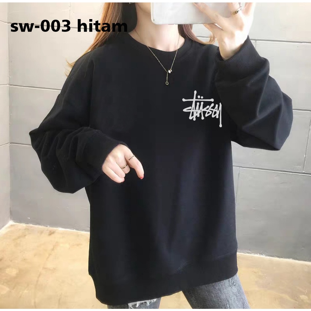 Sweater Oversize Fleece Tebal CREWNECK Wanita bisa COD SW9