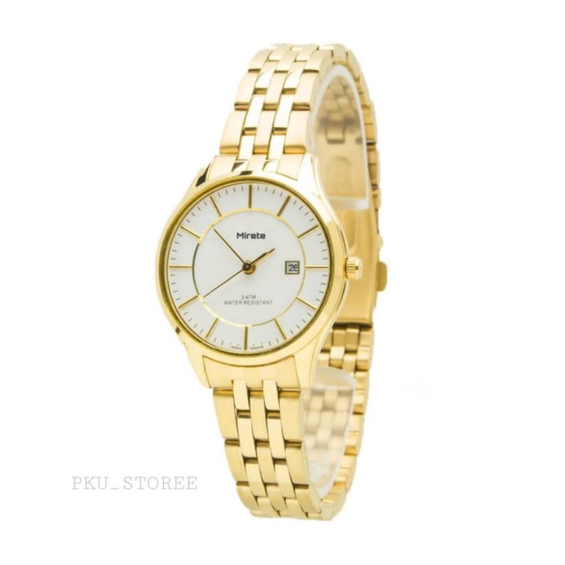 JAM TANGAN WANITA MIRETE_4383 PREMIUM_ JAM TANGAN CEWEK TAHAN AIR WATER RESISITANT_JAM TANGAN MODEL CEWEK MODEL TERBARU BULAT FITUR TANGGAL_JAM TANGAN WANITA STRAP RANTAI FITUR TANGGAL JAM TANGAN CEWEK GOLD, ROSGOLD, PUTIH, HITAM, JAM TANGAN WANITA