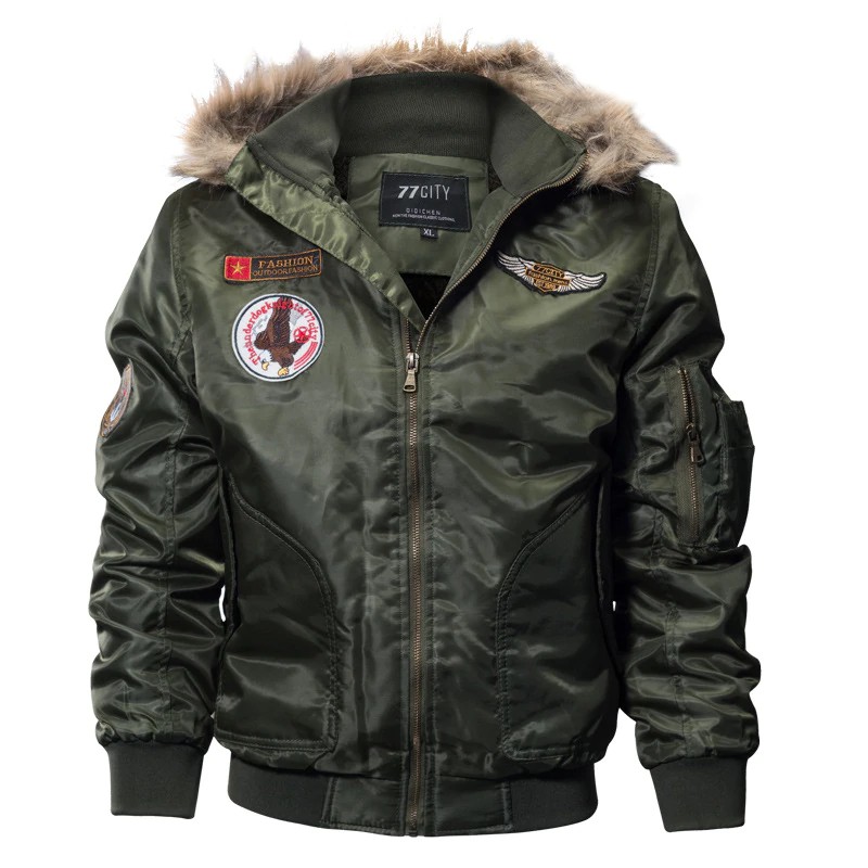 PROMO Men Winter Parkas Motorcycle Jacket Military Pilot Jacket Army Coat Outerwear Hooded