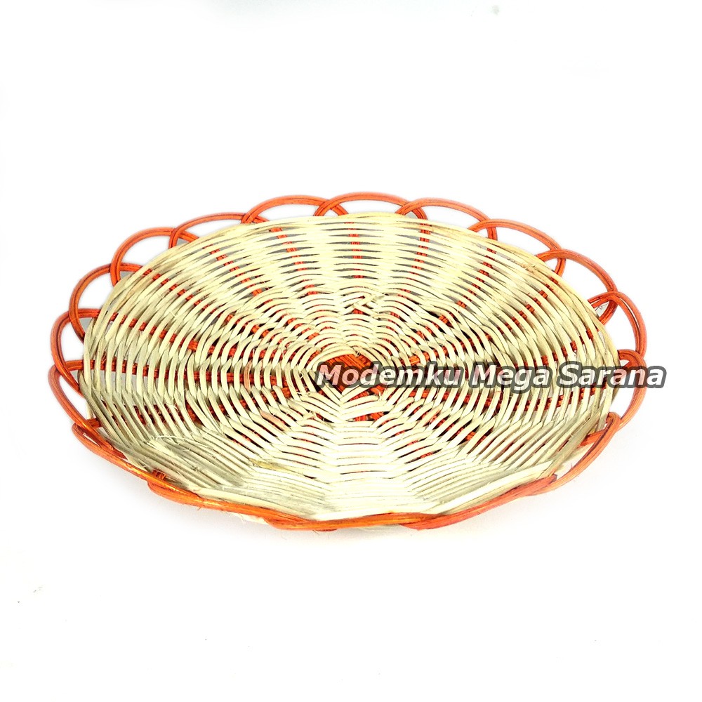 Piring Rotan Anyaman Diameter 23cm - warna warni