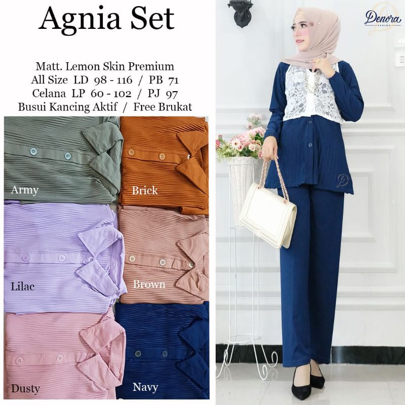 Setelan Wanita Kekinian Agnia Series Bahan Lemonskin