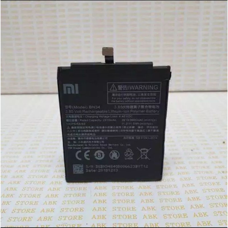 BATTERY BATRE BATRAI BATERAI XIAOMI REDMI 5A BN34 ORIGINAL