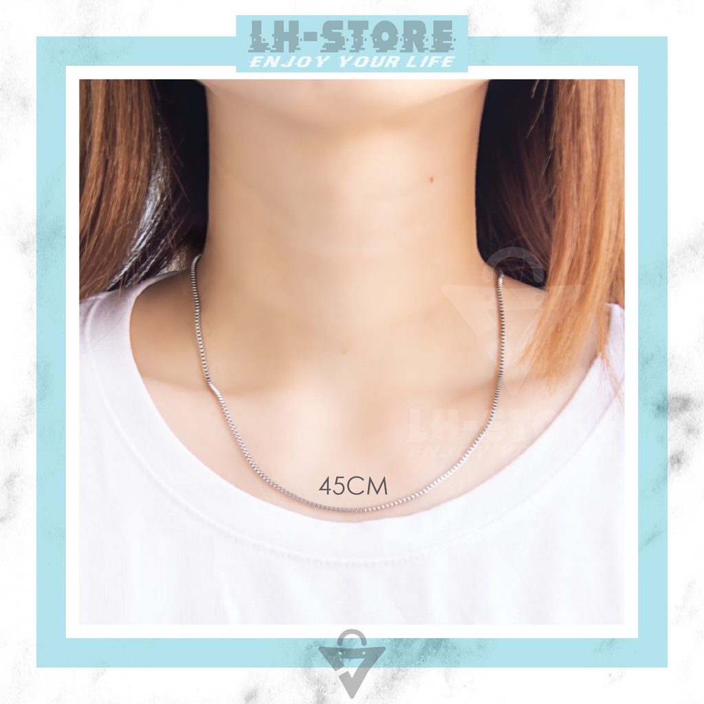 KALUNG TITANIUM KOTAK ITALY PRIA WANITA SILVER SEPERTI MAS PUTIH ANTI KARAT ANTI LUNTUR [KR-05]