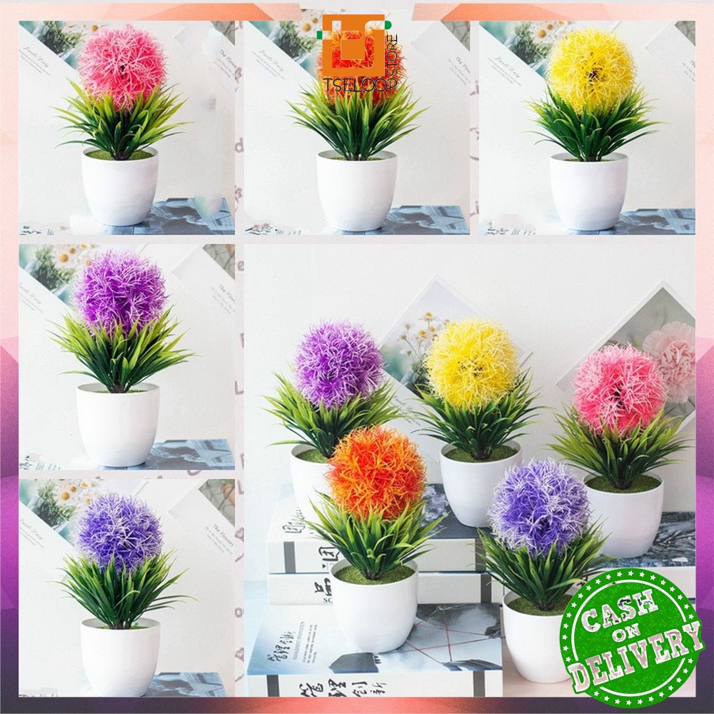 OFM-C35-37 Ornamen Pot Bonsai Pajangan Dekorasi Rumah Tanaman Bunga Hias Plastik Artificial Flower-4