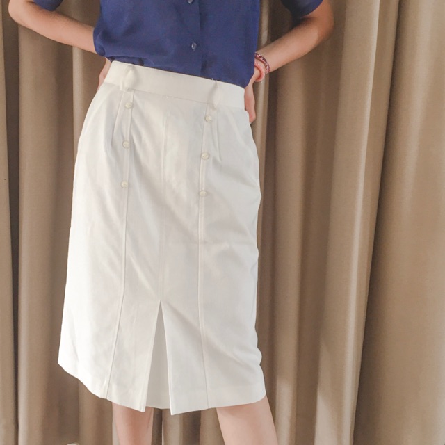 white midi skirt