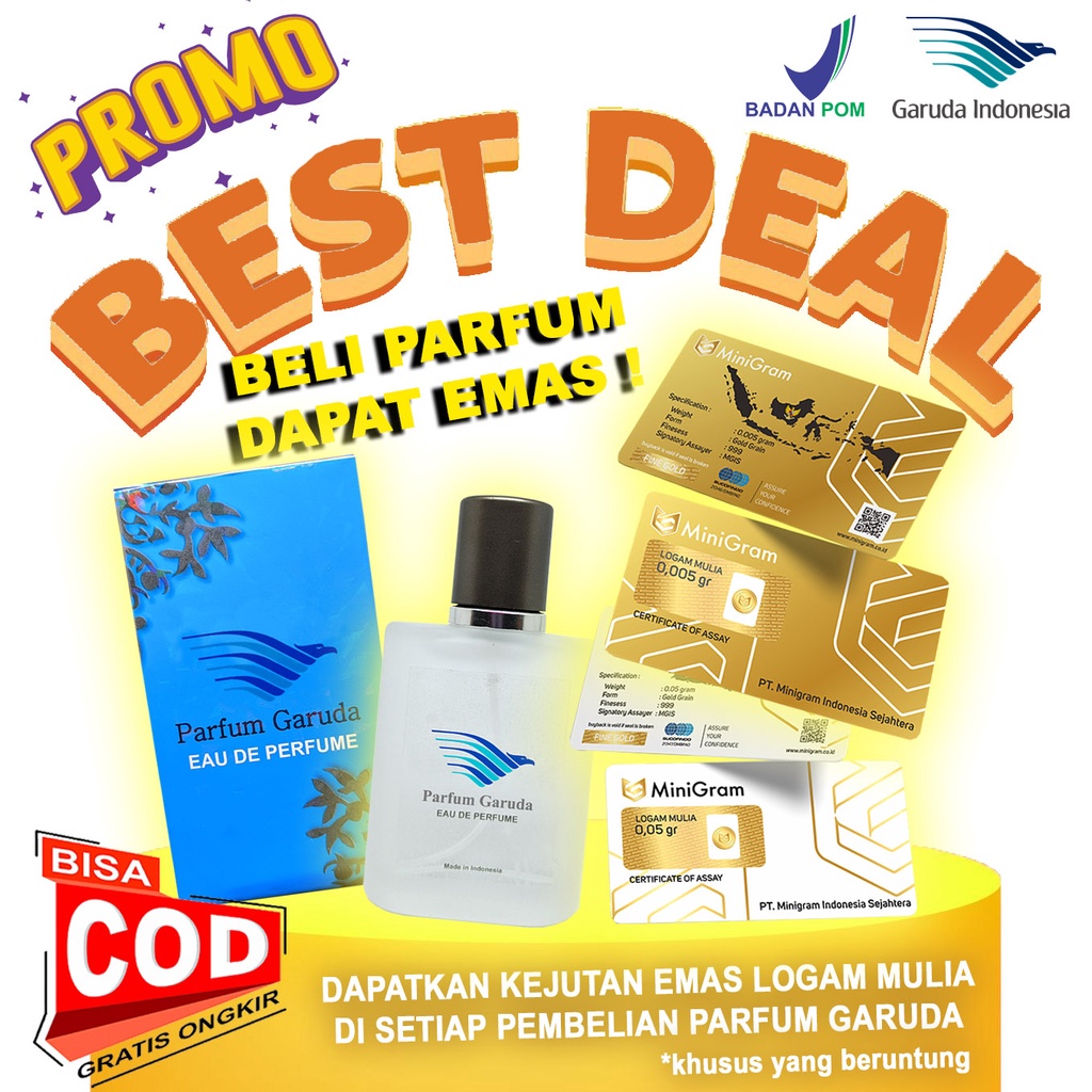 COD Parfum Garuda indonesia original 100% murah 10 AROMA unisex Pria dan Wanita Berhadiah Emas