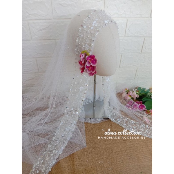 veil/Slayer pengantin 5cm ALUNA mewah by alma collection