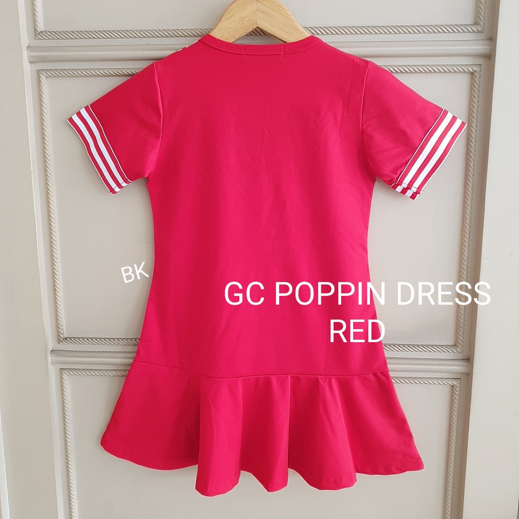 GC POPPIN DRESS / DRESS CASUAL ANAK KOREA IMPOR / BAJU SANTAI ANAK DAILY MERAH / DRES ANAK PEREMPUAN