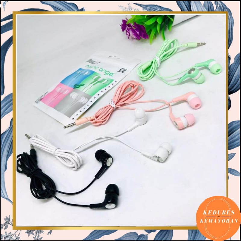 Headset Handsfree Musik Angel Macaron / Headset Musik Angel Macaroon Mate Color Hifi Extra Bass