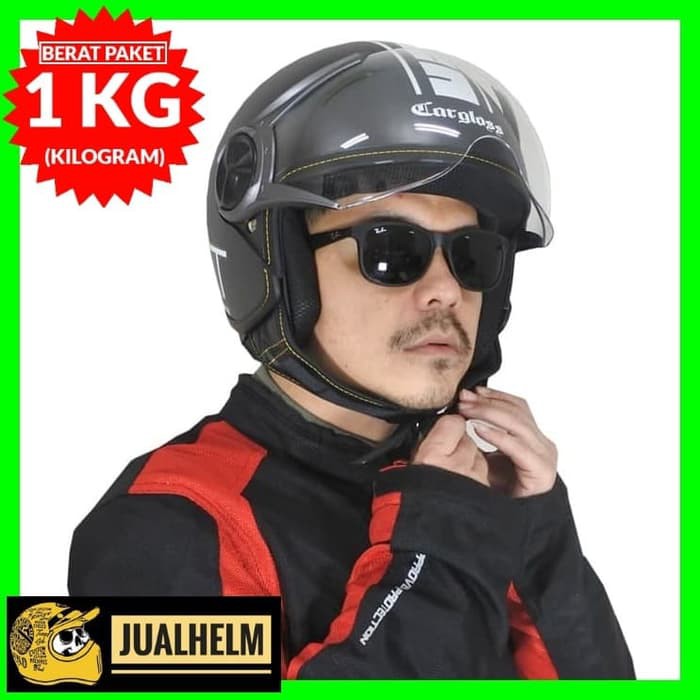 SALE Helm Cargloss YR Protect Hitam Deep Black Dof Helm Carglos