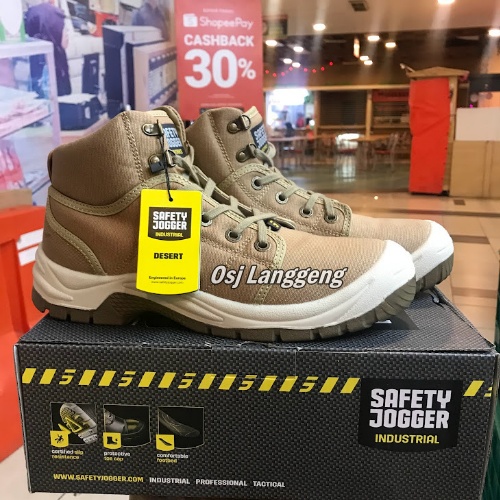 Sepatu Safety Pria Ujung Merk Safety Jogger DESERT Cream - Safety Shoes Jogger Original