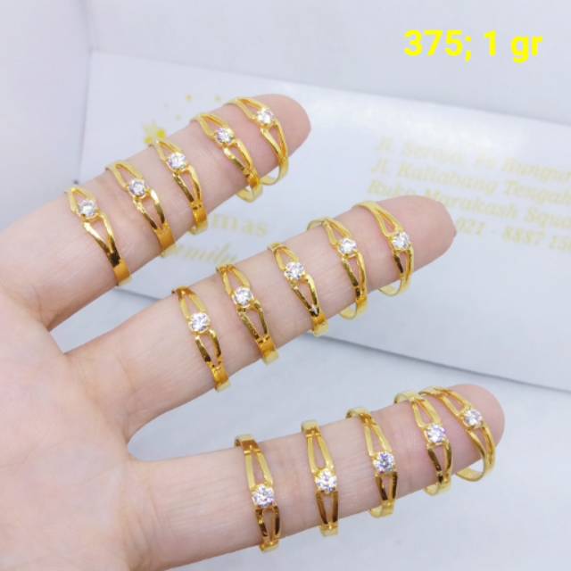 Cincin emas 375  mata putih berat 1 gram Shopee Indonesia