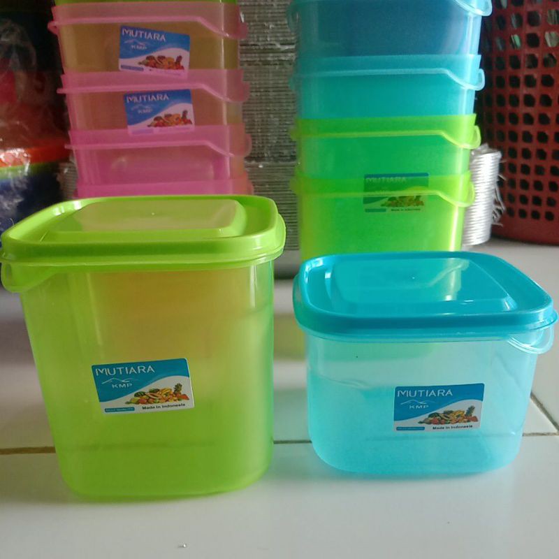 12buah Toples Plastik Mini Kotak 500 dan 800 Toples Countainer Zyan