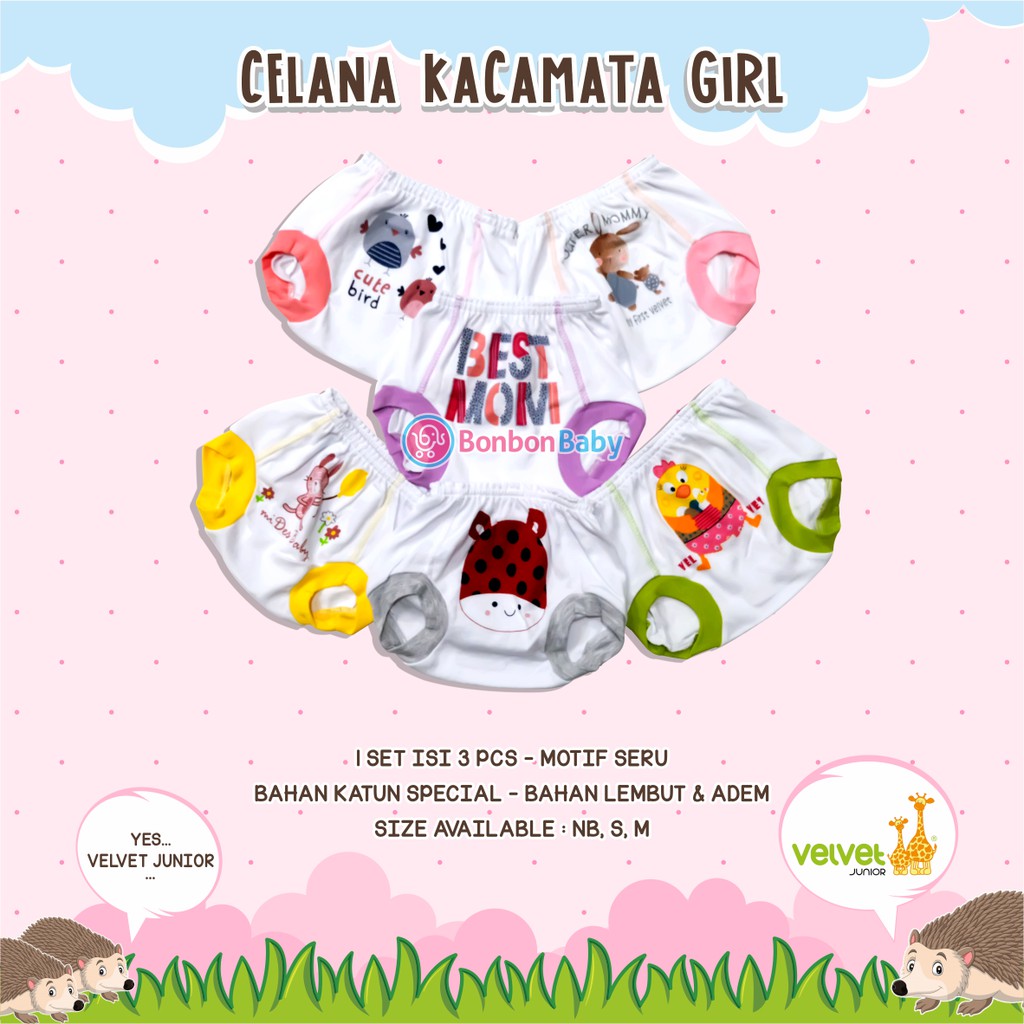 Velvet Junior Celana Pop Mono Print Isi 3pcs
