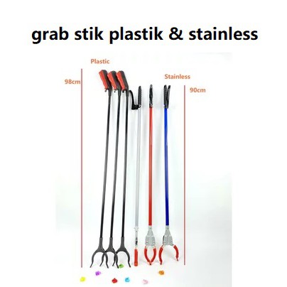 Grab Stick Silver Stainless &amp; grab stick plastik  / Alat Penjepit Sampah &amp; Penangkap Ular