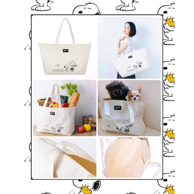 Tas Kanvas Jumbo Snoopy Putih