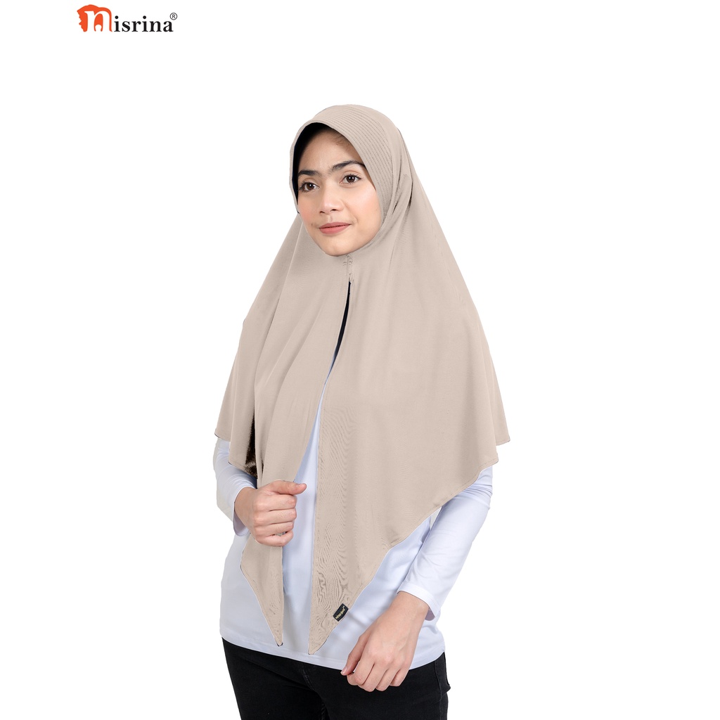 Nisrina Fashion Muslim Bergo Instan Polos Belah Tengah Paras M Lestari-Coklat Susu