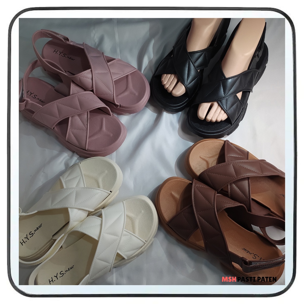 Sepatu Sandal Tali Wedges Impor Wanita Empuk Ori