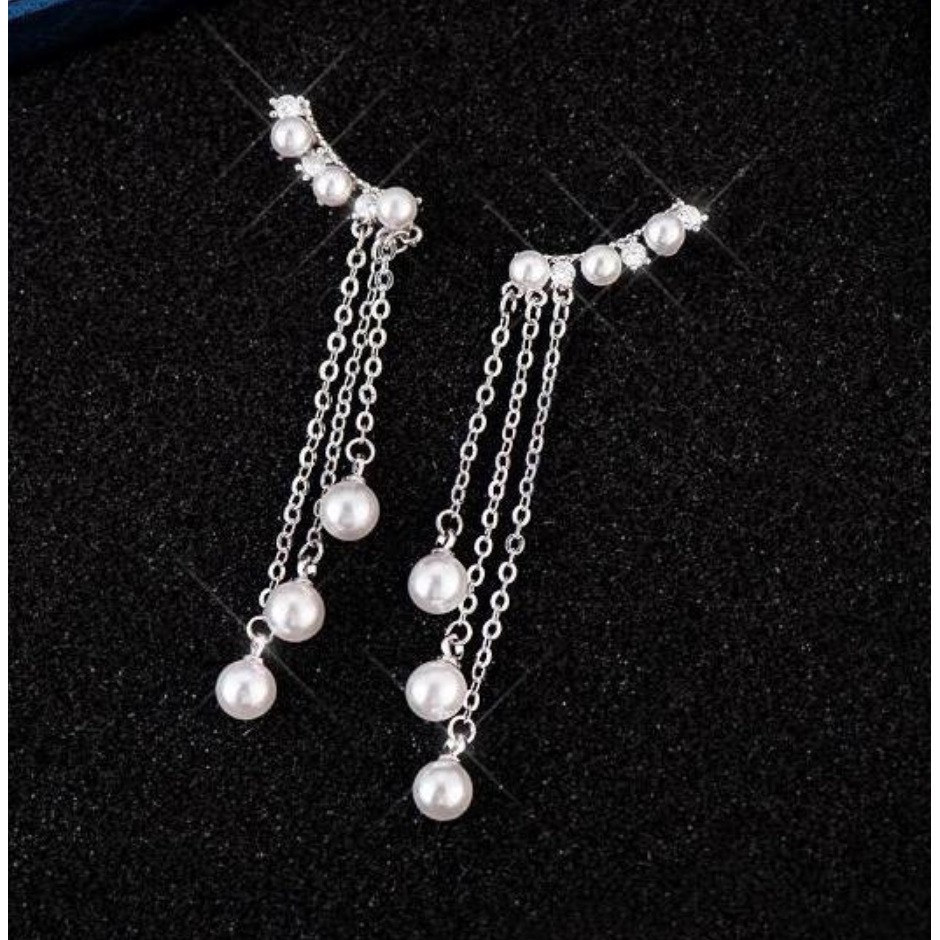Anting Juntai Panjang Wanita B432 TASSEL S925 Silver Plated Korea Fashion Women Earring Giwang Cewe-3