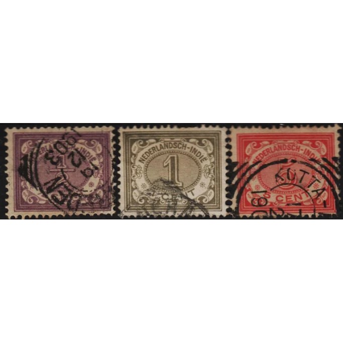 

Perangko Filateli E19 Netherlands Indies VFU 3v 1902 - 1909 Numeral