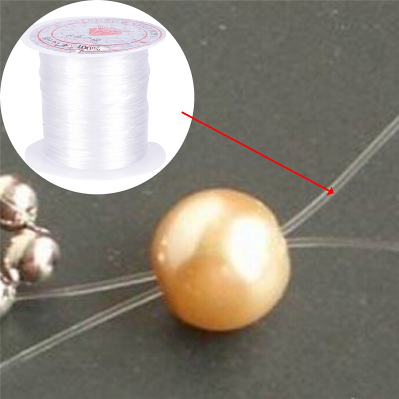 Tali Manik-Manik Kristal Berkilau Elastis Transparan Ukuran 100cm Untuk Membuat Perhiasan Diy