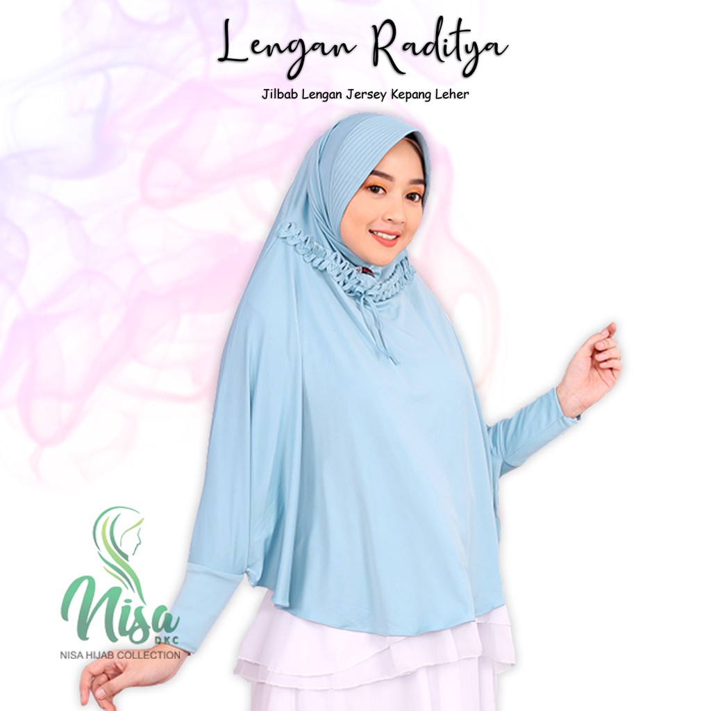 Hijab Lengan Khimar Tangan Jilbab Jersey Raditya Kepang Leher