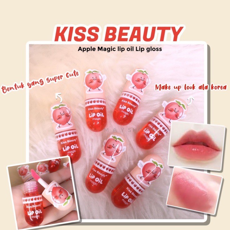 Lip Oil Kiss Beauty Magic Pink PEACH Sugar Nana Bangkok Original THAILAND / Lipgloss Bening Lip Oil Bibir Bening Korea Murah / Lip Balm Korea Pemerah Bibir Pelembab Bibir / Liptint Korea Lipbalm Lipstik Tahan Lama Anti Air Make Up Kosmetik Wanita Pria