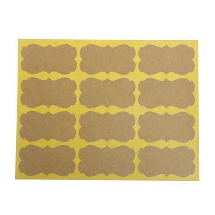 Paper Tags Sticker Label - Blank Irregular Kraft Paper (1sheet/12pcs)