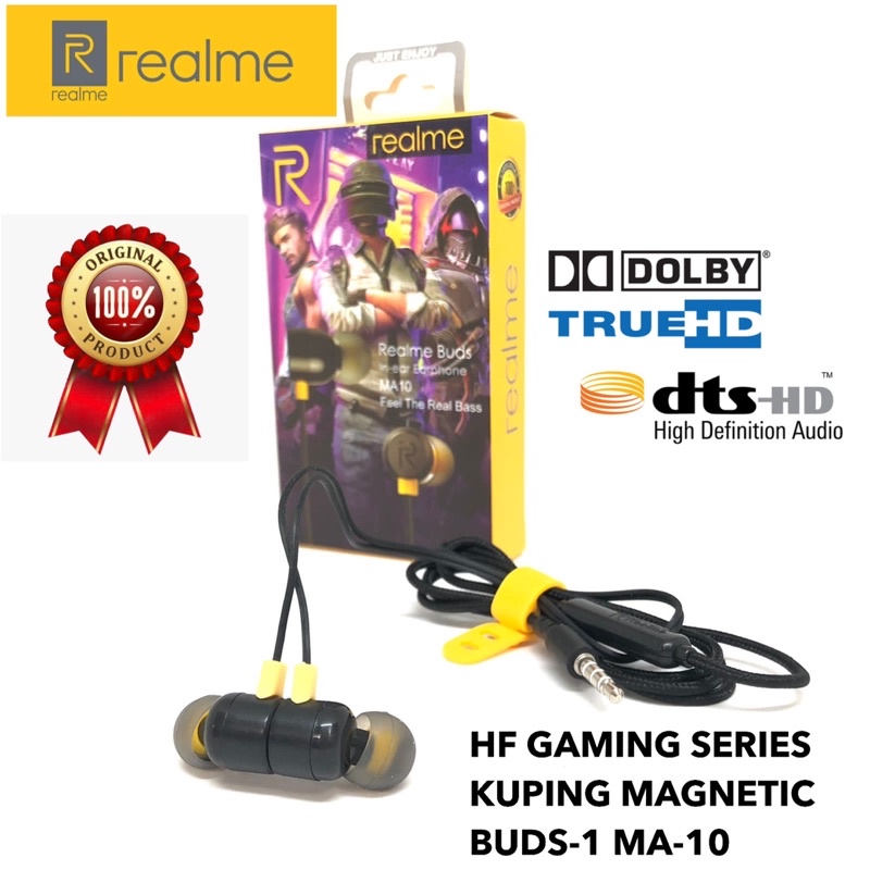 GROSIR HANDSFREE REALME BUDS1 MA10 GAMING SERIES KUPING MAGNETIC SUARA HD SOUND