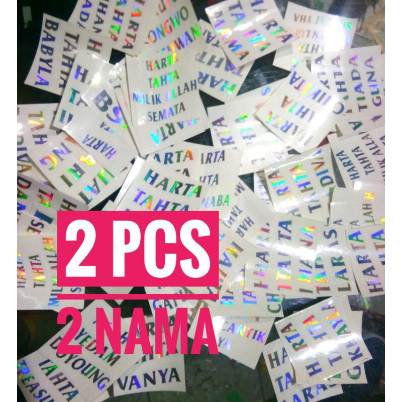 

Stiker Harta Tahta Nama HOLOGRAM custome by Momo Sticker jogja Cutting Sticker Viral