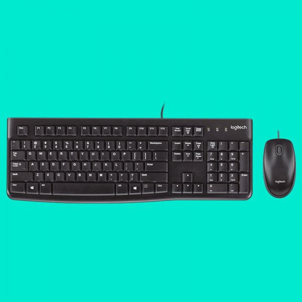 Keyboard mouse logitech wired usb 2.0 combo bundle membrane fullsize optical 1000dpi mk-120 mk120 Original