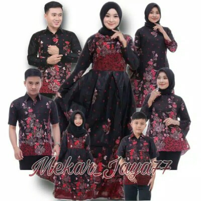 Batik Couple Keluarga Sania Ruffle Ori Ndoro Jowi Dnt Motif Sakura Merah Terbaru & Termurah Shopee