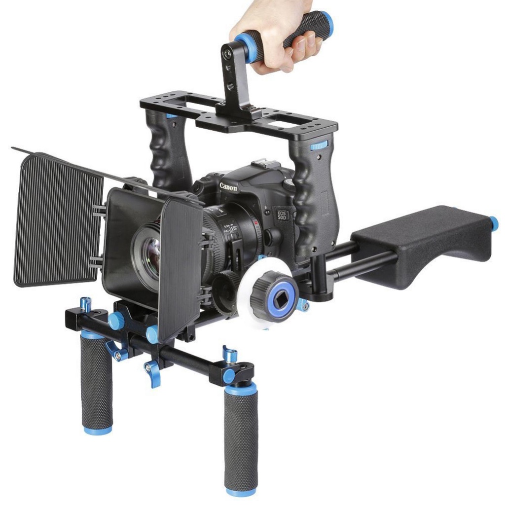 (BISA COD) FTIHSHPRig Kamera DSLR 5 in 1 Stabilizer + Shoulder Support + Follow Focus